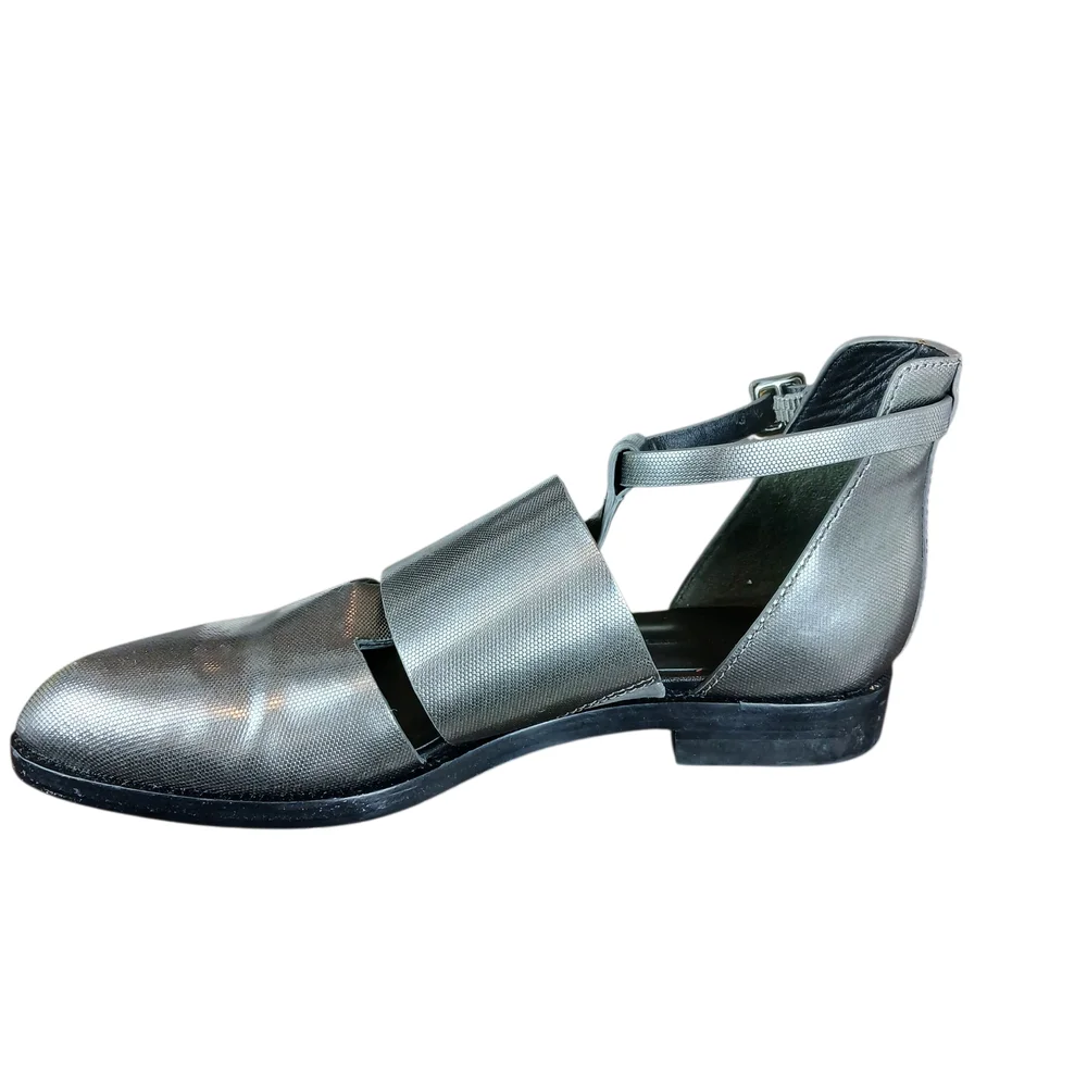 Alexander Wang Metallic Silver Cut Out Booties Sandal Gray Leather Size 6.5/37 - Picture 7 of 13